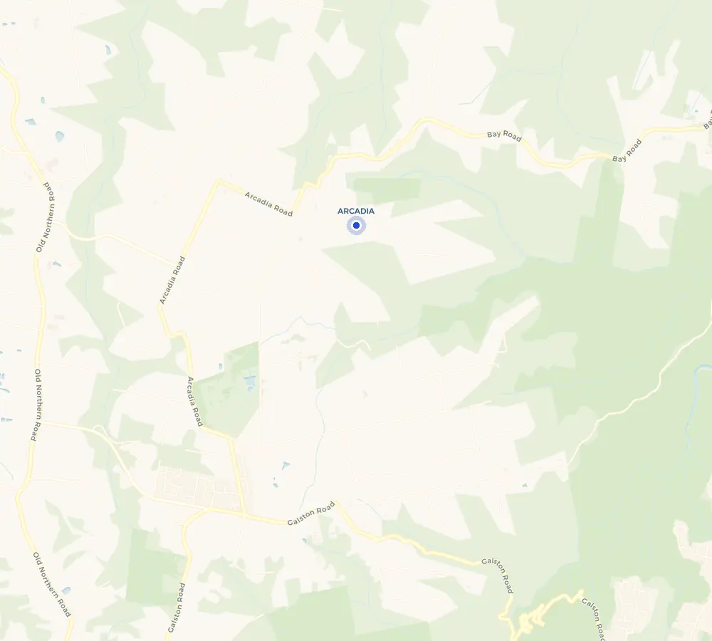 Map of the Arcadia service area and the surrounding Hills District, showing Arcadia and the nearby streets we cover.