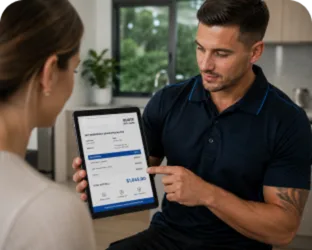Plumber explaining a service estimate in Arcadia